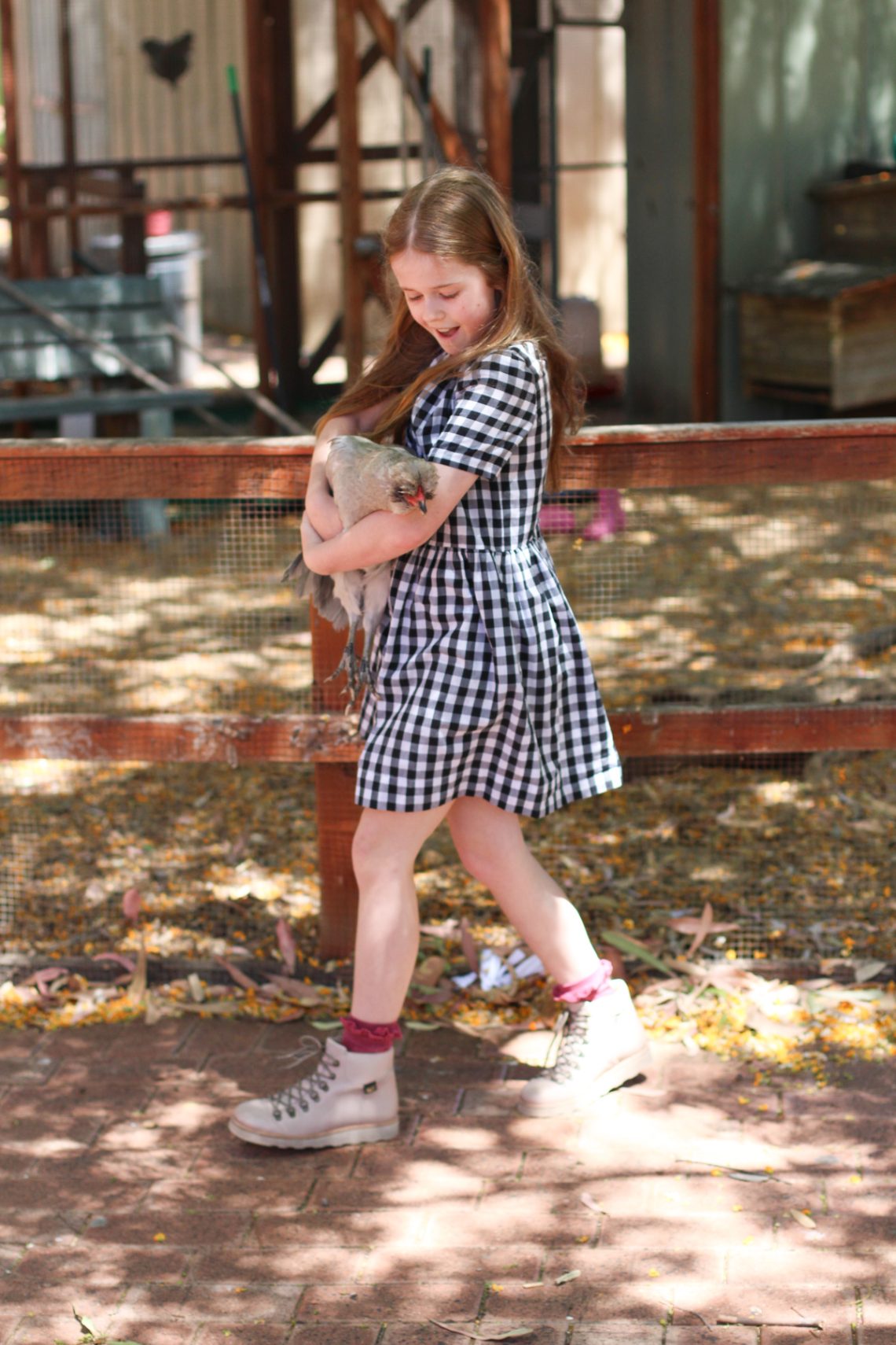 Darling Chickens | Mini Darling Ranges dress made from checked cotton | Megan Nielsen Blog