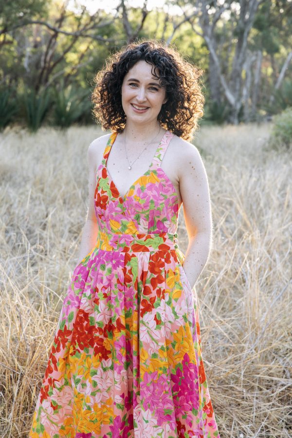 Megan Nielsen Nora dress in "Beautiful Bougs" fabric by Ellie Whittaker