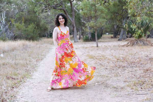 Megan Nielsen Nora dress in "Beautiful Bougs" fabric by Ellie Whittaker