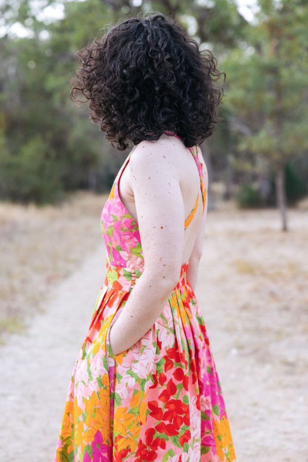 Megan Nielsen Nora dress in "Beautiful Bougs" fabric by Ellie Whittaker