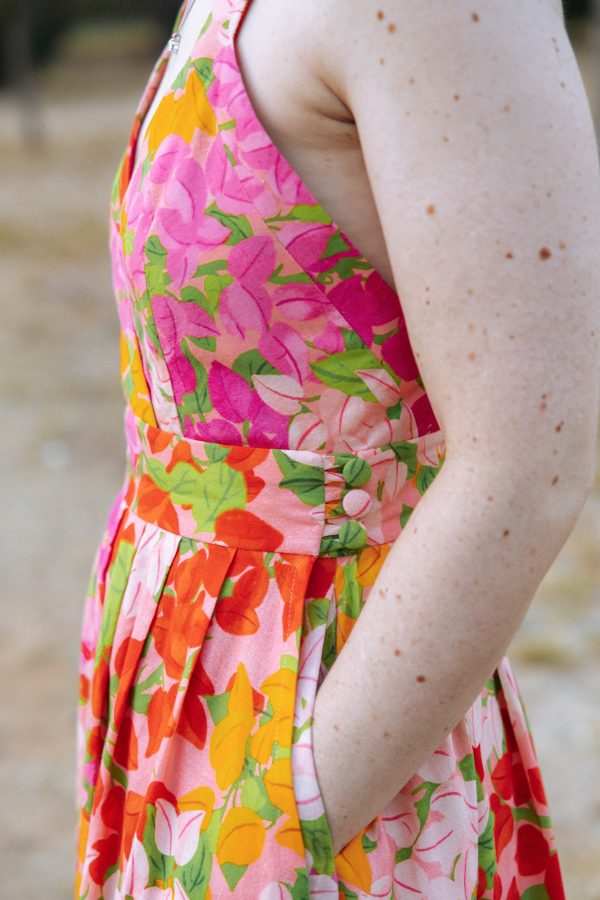 Megan Nielsen Nora dress in "Beautiful Bougs" fabric by Ellie Whittaker