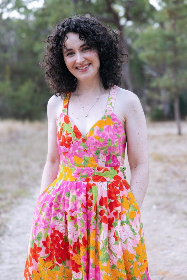 Megan Nielsen Nora dress in "Beautiful Bougs" fabric by Ellie Whittaker