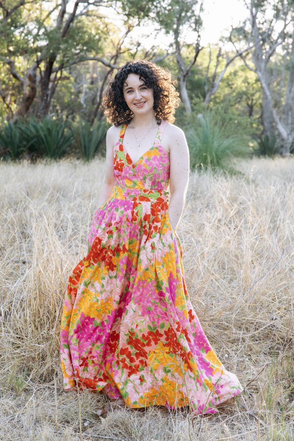 Megan Nielsen Nora dress in "Beautiful Bougs" fabric by Ellie Whittaker
