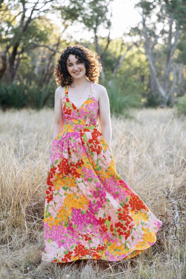 Megan Nielsen Nora dress in "Beautiful Bougs" fabric by Ellie Whittaker