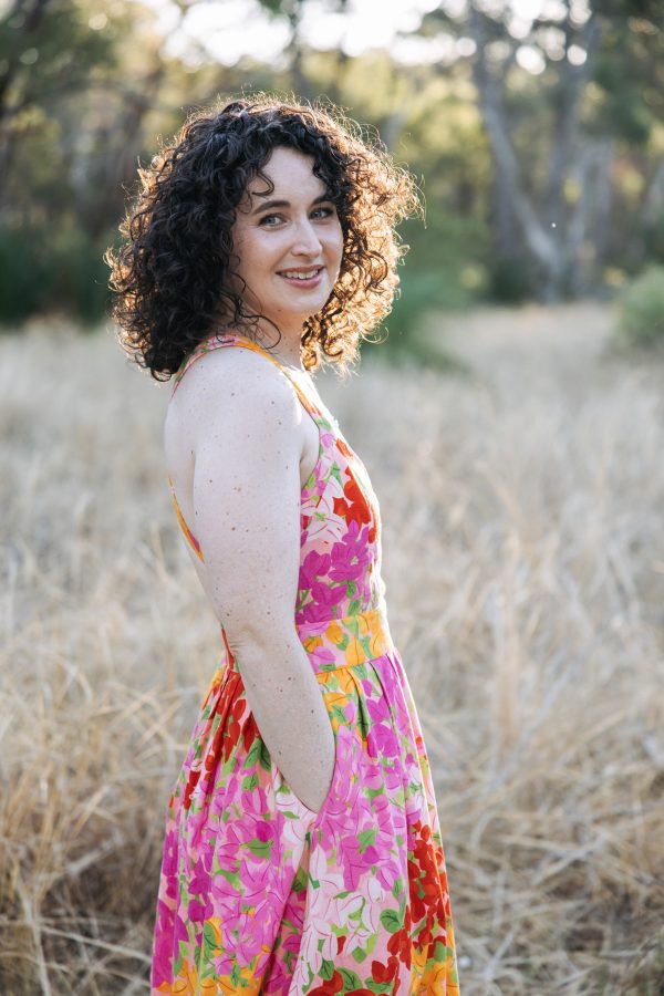 Megan Nielsen Nora dress in "Beautiful Bougs" fabric by Ellie Whittaker