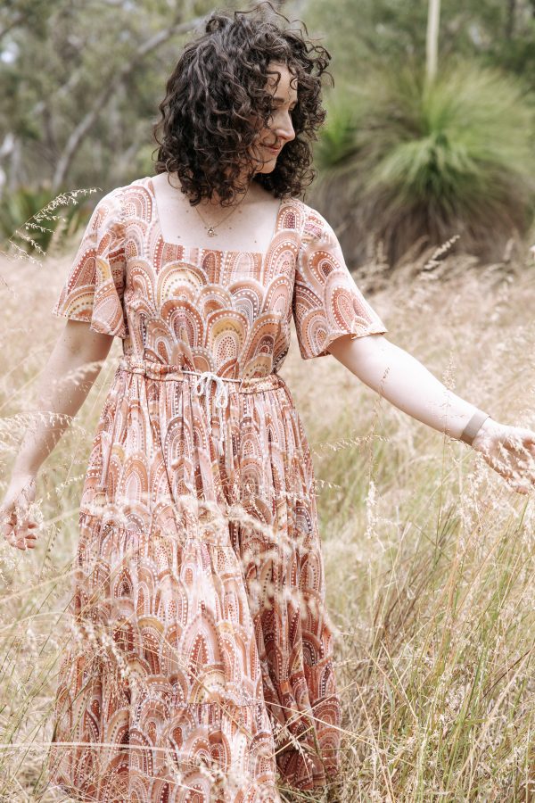 Megan Nielsen Protea dress in Holly Sanders Sandhills fabric