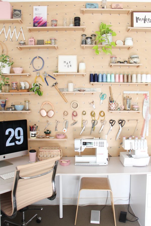 Megan Nielsen's pegboard wall