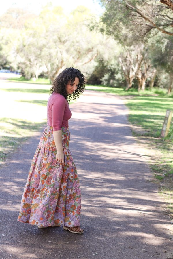 Megan Nielsen drop waist three tier Protea skirt