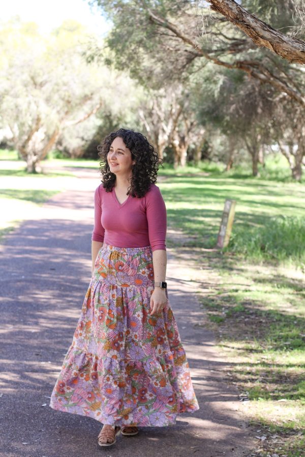 Megan Nielsen tutorial for how to sew a drop waist three tier skirt using the Protea sewing pattern