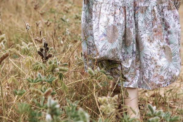 Banksia and Myrtle fabric by The Scenic Route - made into a Protea skirt by Megan Nielsen
