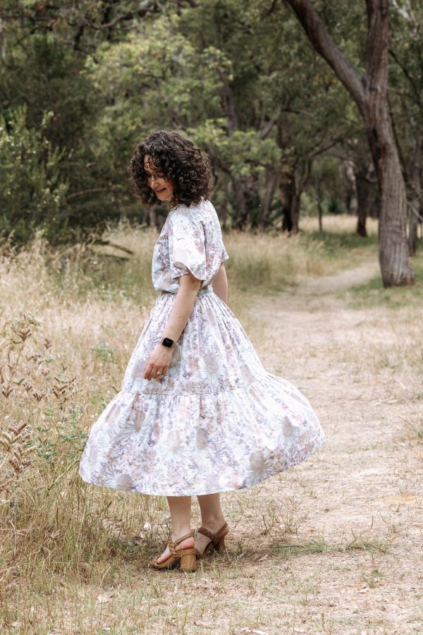 Megan Nielsen Protea capsule wardrobe sewing pattern matching top and skirt
