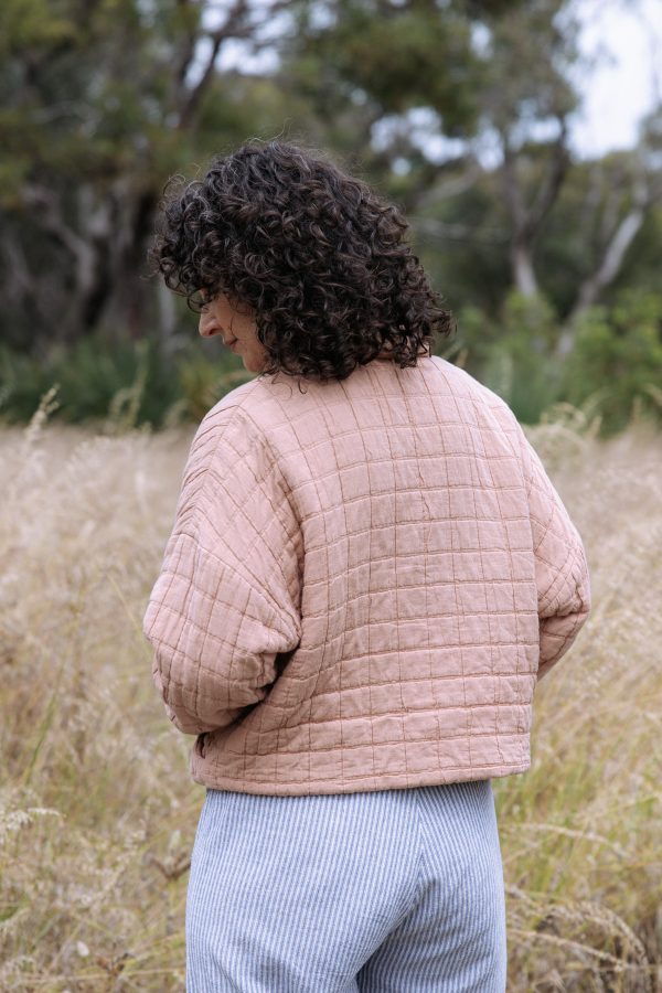 Pink merchant mills quilted jacket by Megan Nielsen Patterns