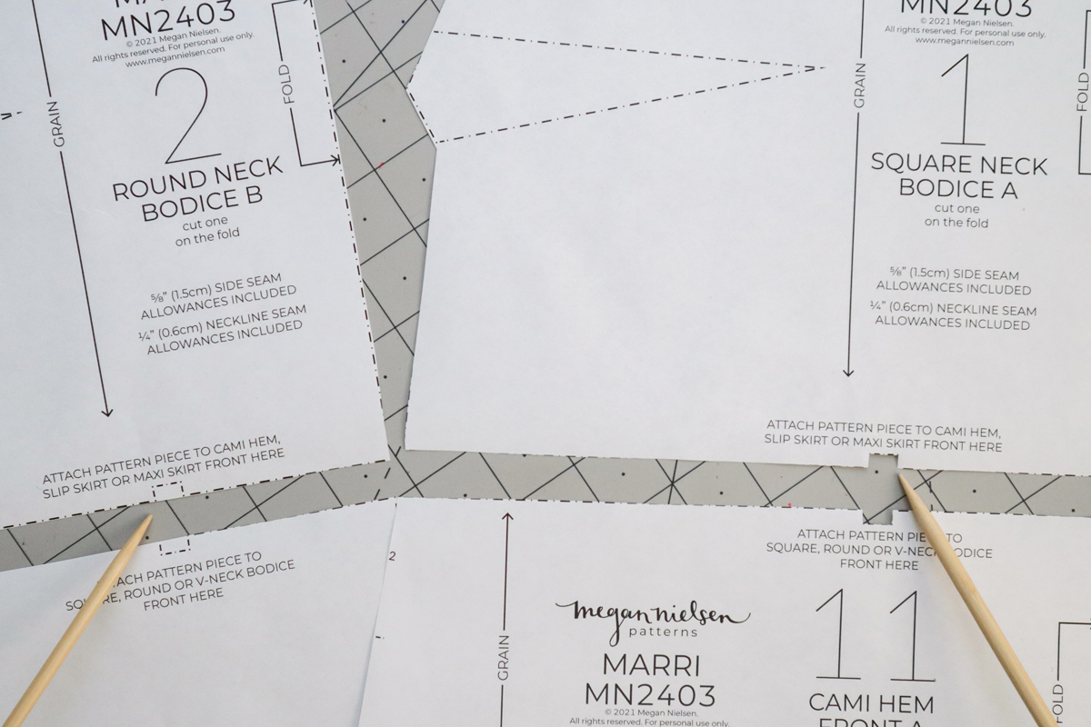 how to join the pattern pieces of the Marri sewing pattern by Megan Nielsen Patterns