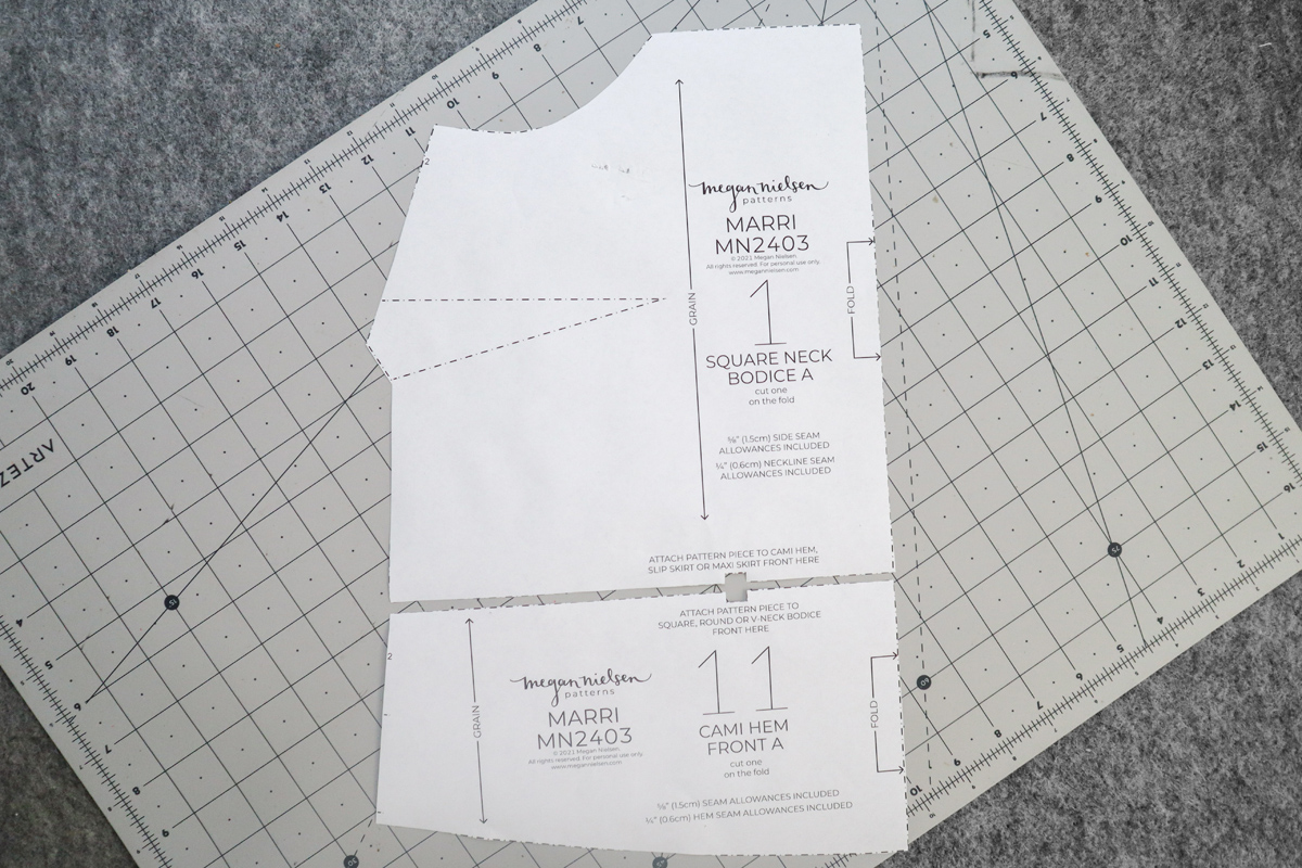 how to join the pattern pieces of the Marri sewing pattern by Megan Nielsen Patterns