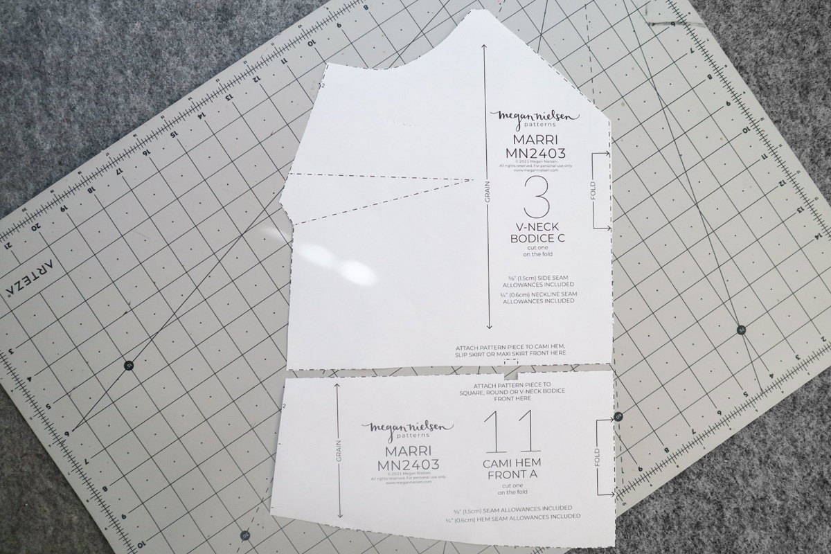 how to join the pattern pieces of the Marri sewing pattern by Megan Nielsen Patterns