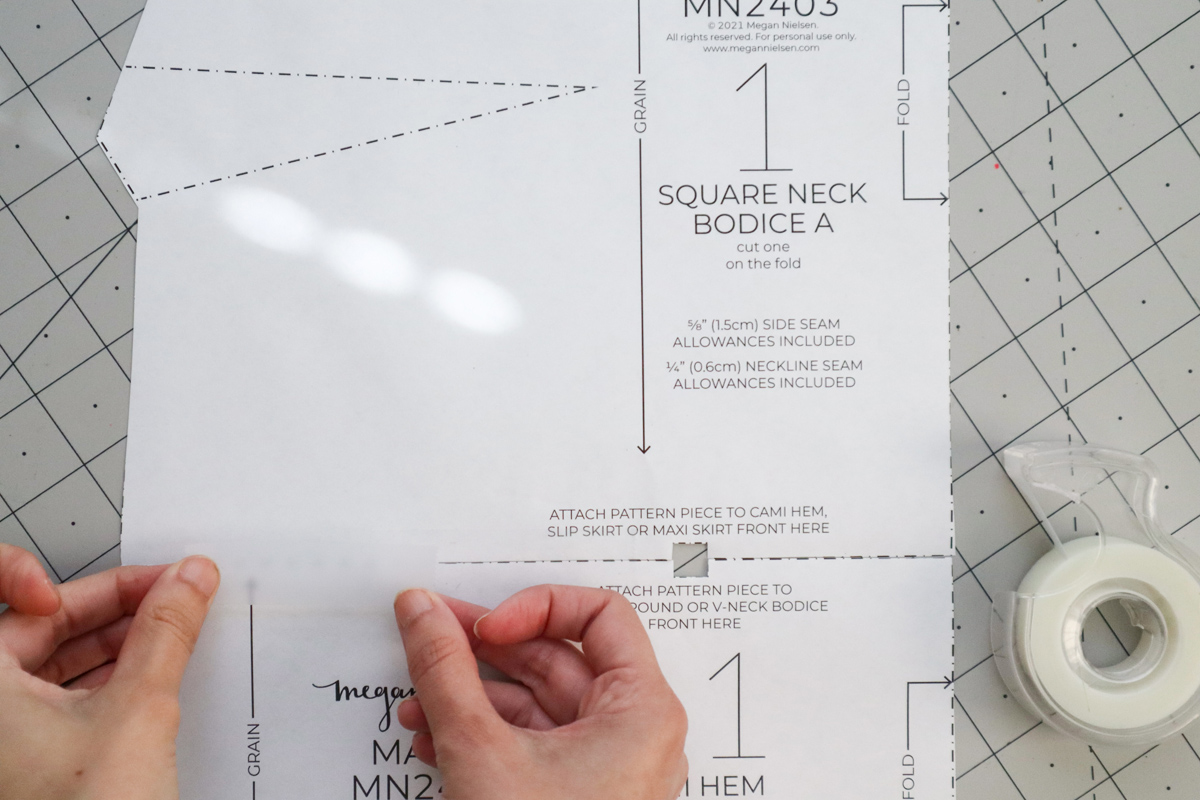 how to join the pattern pieces of the Marri sewing pattern by Megan Nielsen Patterns