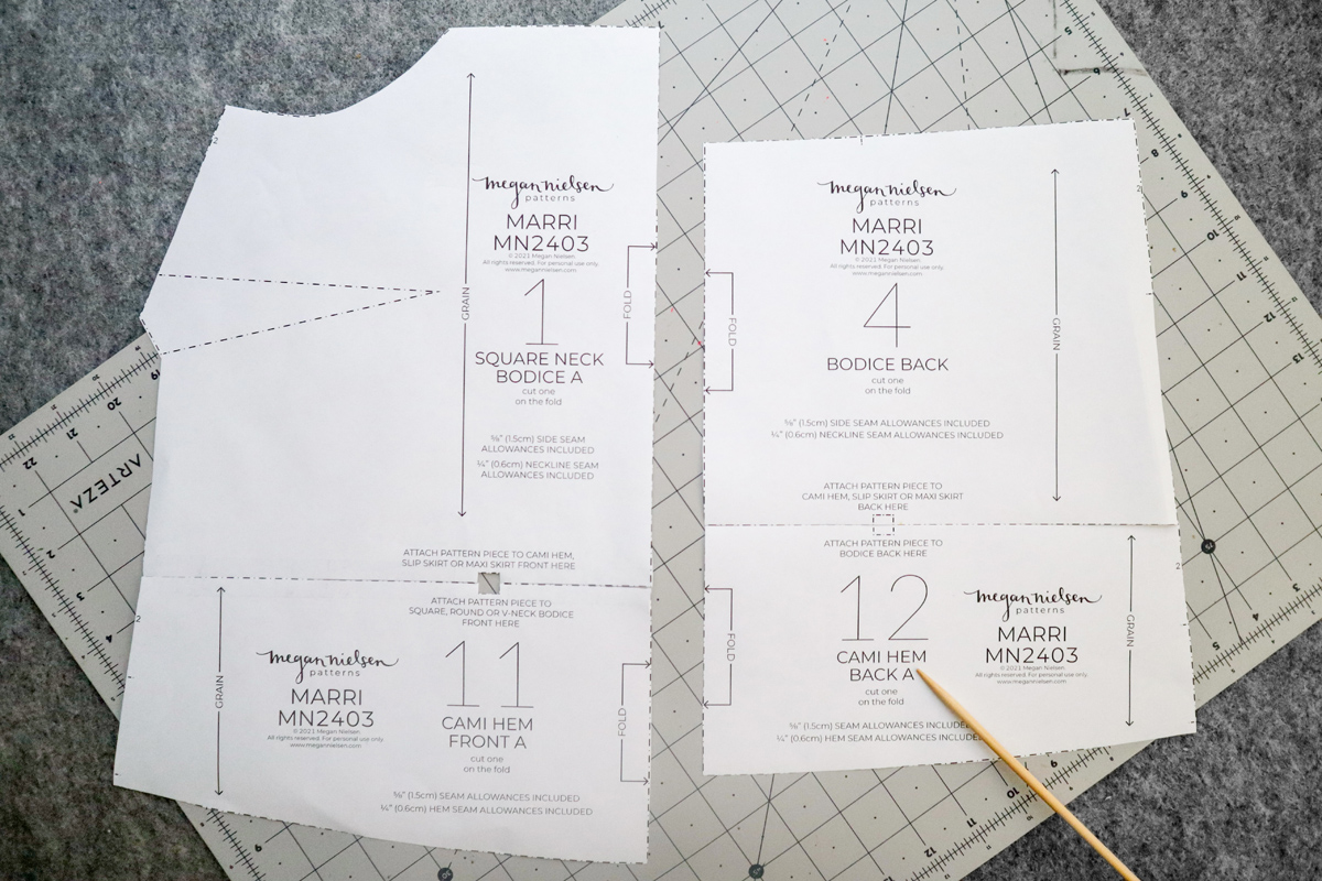 how to join the pattern pieces of the Marri sewing pattern by Megan Nielsen Patterns