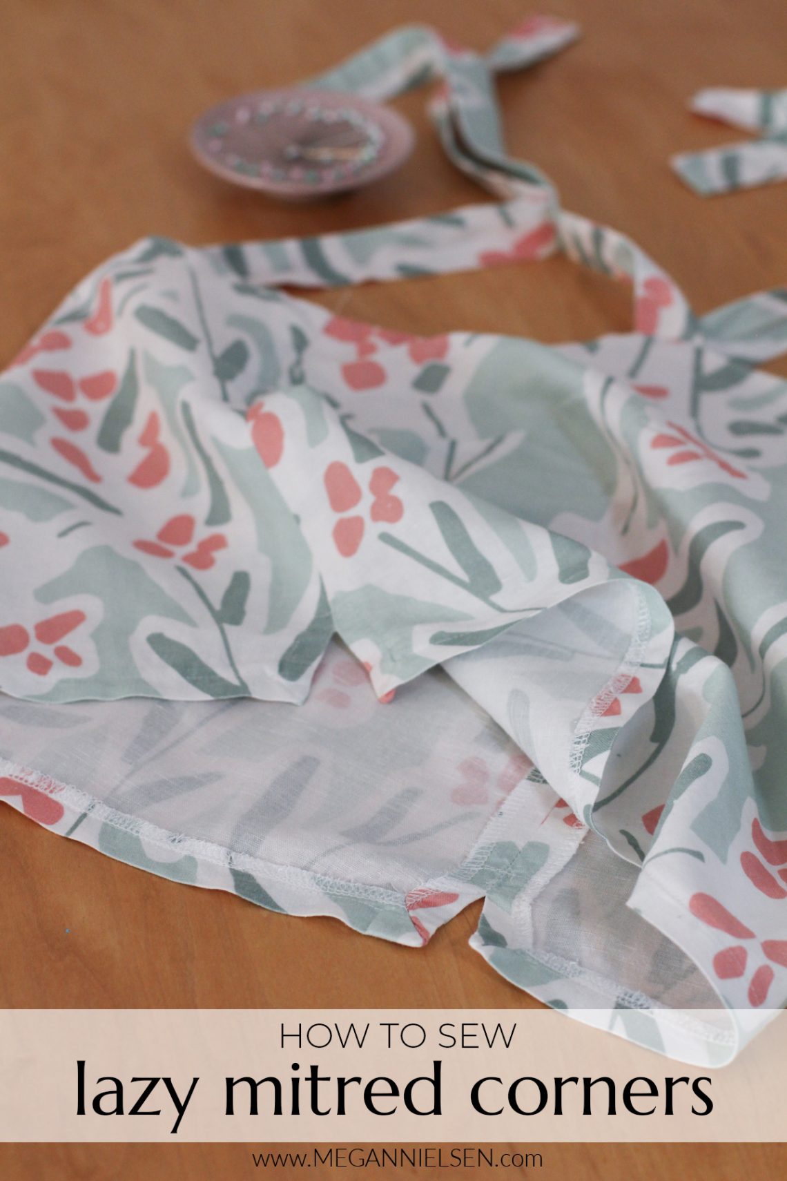 How to sew lazy mitred corners - shown on Megan Nielsen Marri Sewing Pattern