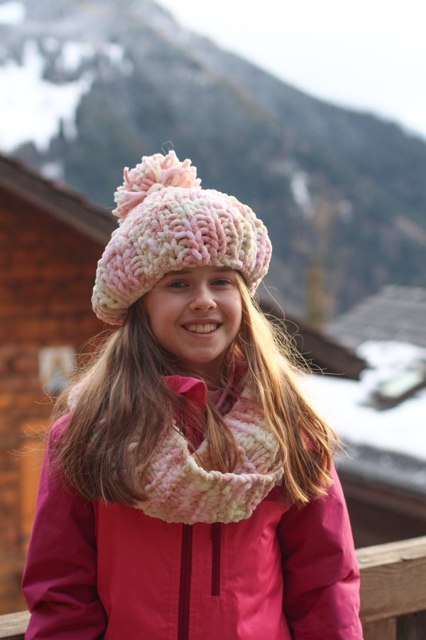 Birdie's handmade tube scarf and hat